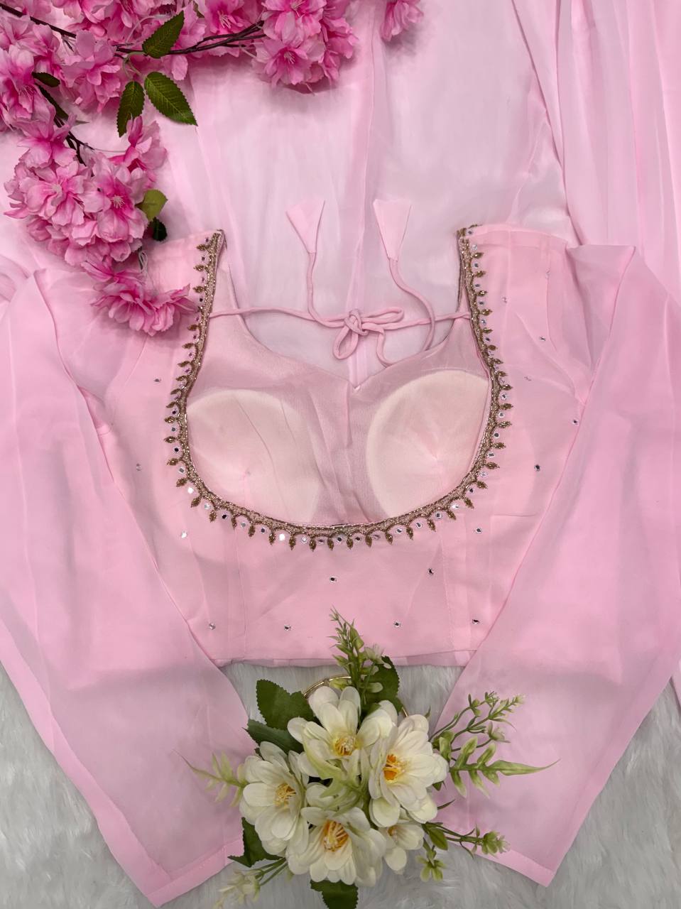 Baby Pink Anarkali Set – Fox Georgette with Palazzo & Dupatta