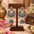 Free Product Oxidized Silver Jhumka Earrings