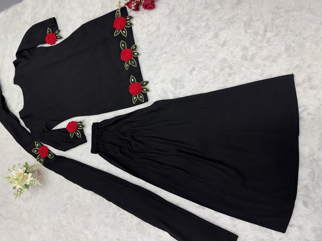 Black kurti set for women elegant festive outfit full look